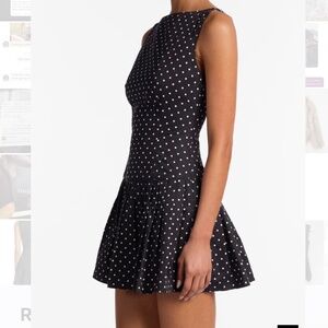 Same Black Cream Polka Dot Poplin Mini Dress in Small